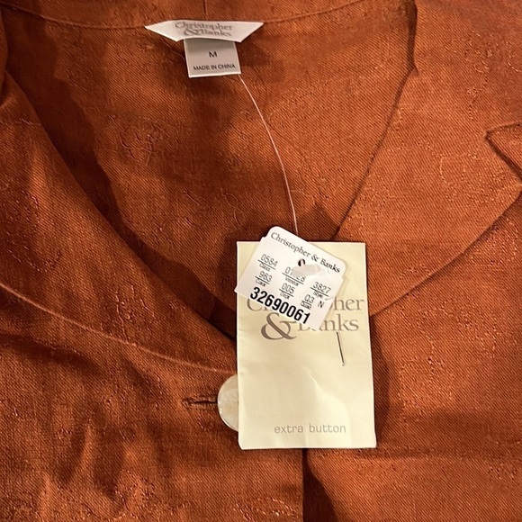 NEW Christopher & Banks Brown Linen Blend Thin Jacket - Picture 5 of 7